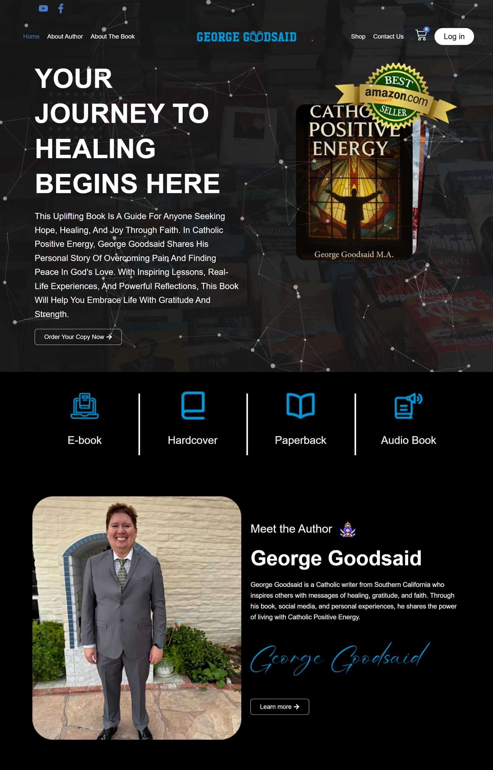 Author website presented on a desktop computer