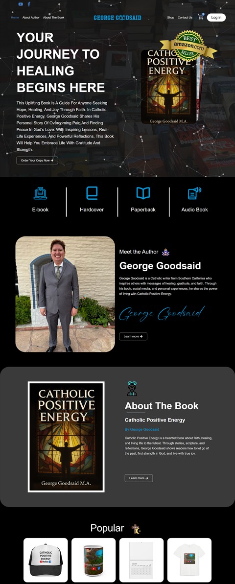 Custom author website design displayed on a desktop screen